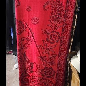 Red Floral Patterned Scarf Wrap